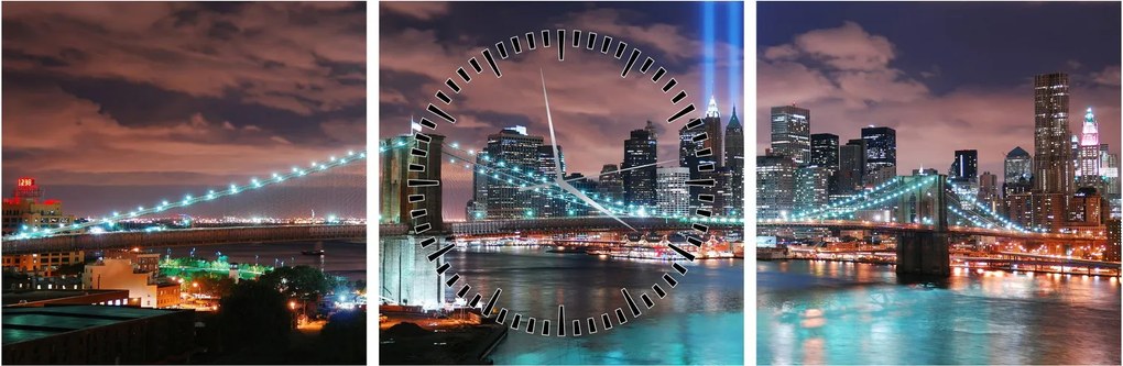 Kép - New York, Manhattan (órával) (90x30 cm)