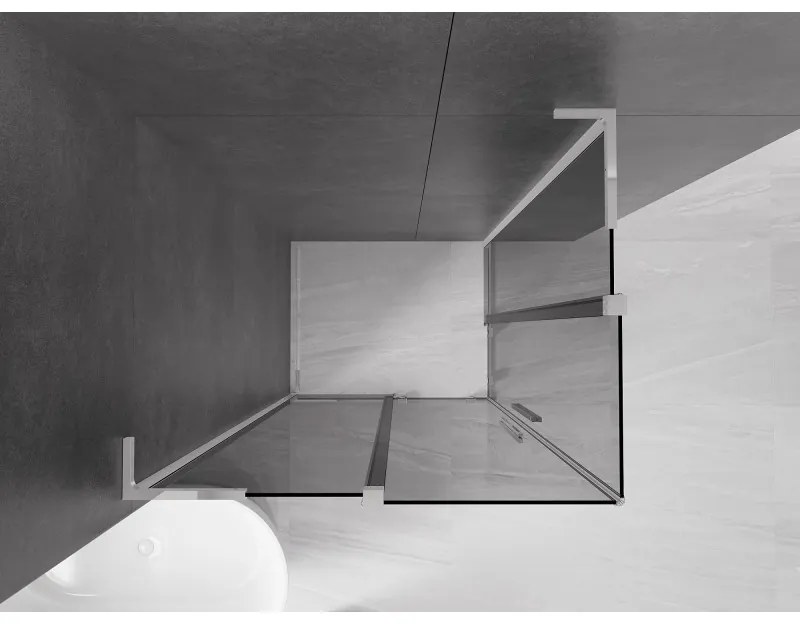 Mexen Velar L Duo, zuhanykabin tolóajtóval 90 x 80 cm, 8mm szürke üveg, króm, 871-090-080-02-43-01