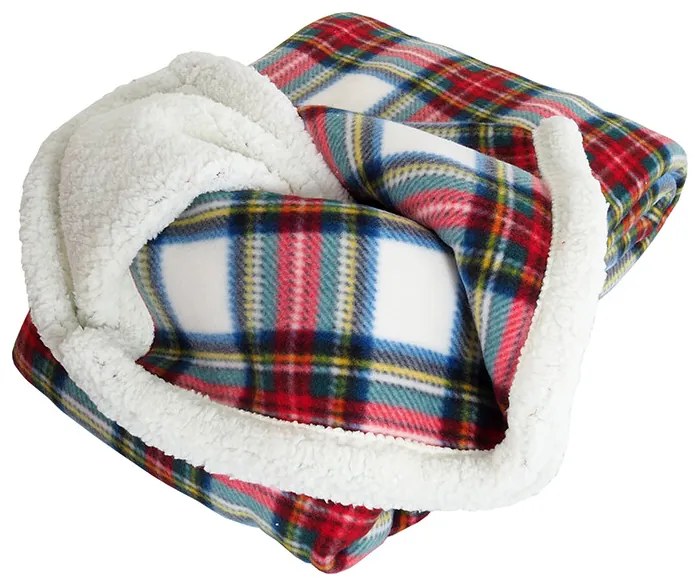 B.E.S. Petrovice Beránková takaró Buffalo Károfehér-piros, 150 x 200 cm