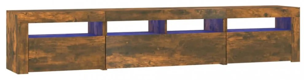 füstös tölgy színű TV-szekrény LED-világítással 210x35x40 cm