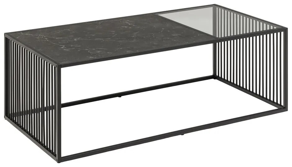 Fekete dohányzóasztal üveg asztallappal 60x120 cm Strington – Actona