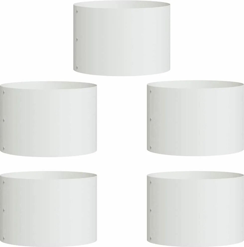 vidaXL Ültető gyűrű 5 pcs Fehér 30 x 30 x 20 cm Hidegen hengerelt acél