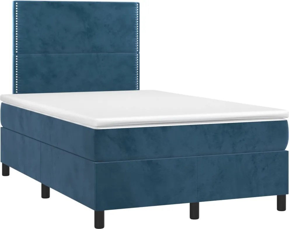vidaXL sötétkék bársony rugós ágy matraccal 120x190 cm