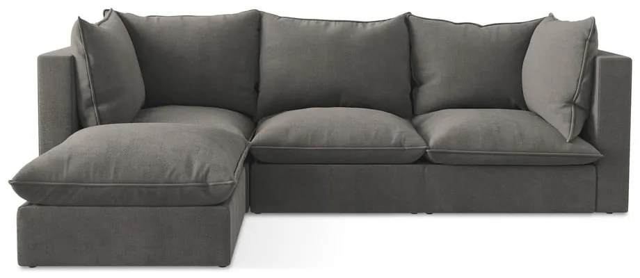 Sötétszürke sarokkanapé (bal oldali-heverő résszel) Manao – Makamii