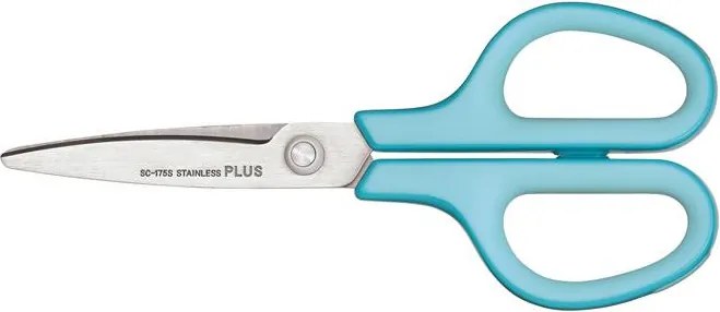 Olló, általános, 17,5 cm, PLUS Fitcut Curve, világoskék (PLUS35052)