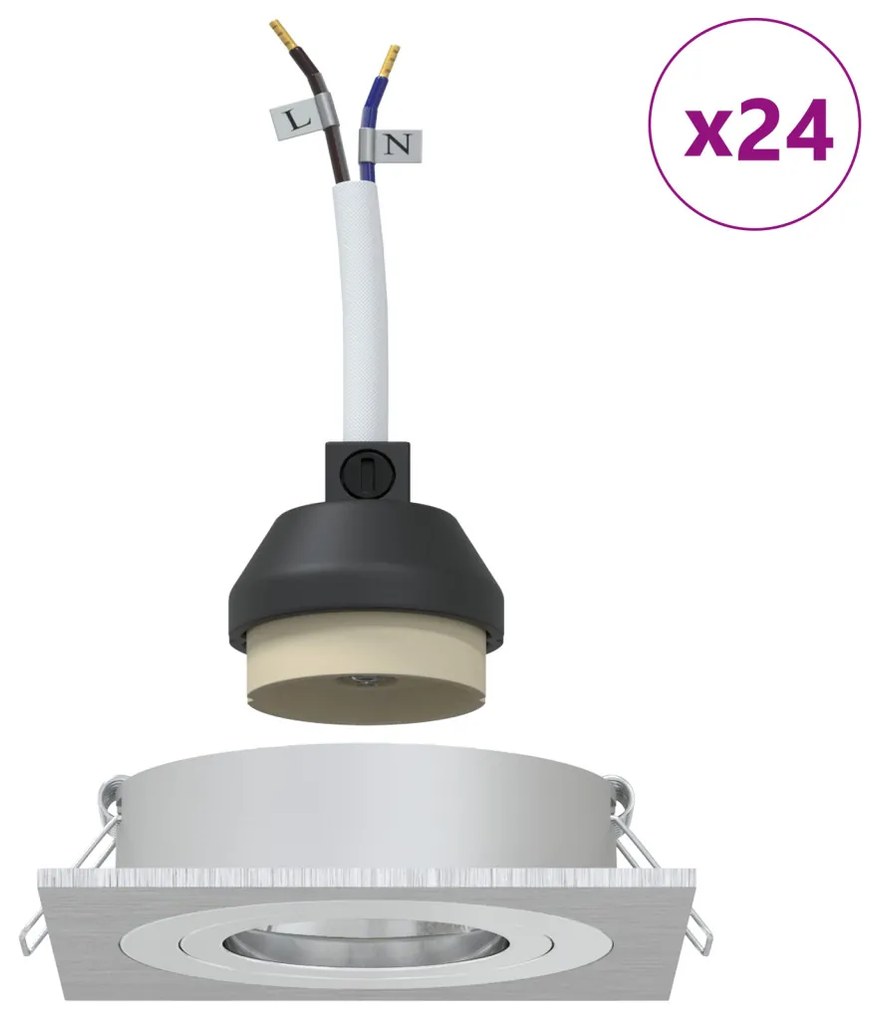 beépített spotlámpák 24 db Négyzet GU10 Ezüst 91x91 mm