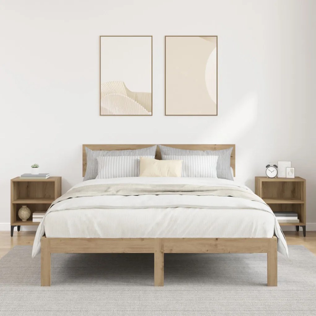 Éjjeli Szekrények 2 db Kézműves tölgy 40x30x50 cm Mérnöki fa