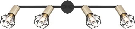 Globo 54802S-4AB Spotlámpa fém fekete- sárgaréz színben, fém drót búrával. HxSzxM: 600x80x205, fényforrás nélkül 4xE14 40W 230V