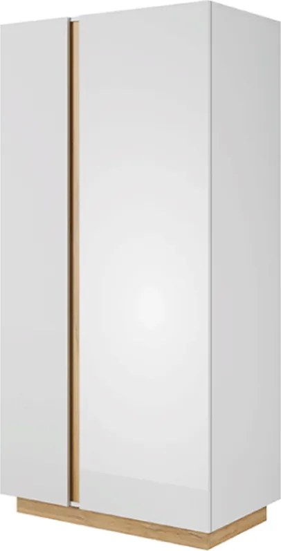 Szekrény, fehér/tölgy grandson/magasfényű fehér, CITY