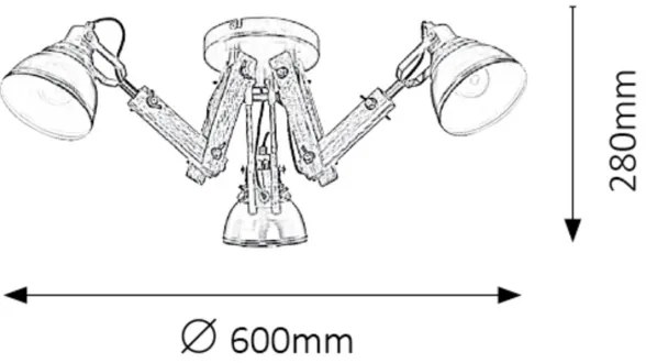 Rabalux 2724 - Csillár AKSEL 3xE14/15W/230V fekete