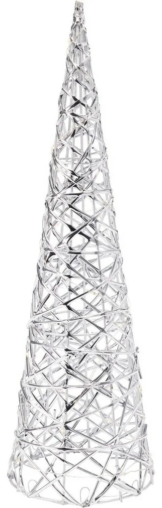 Silver karácsonyi világító kúp, 60 x 16 cm, 30mikro LED, elemes