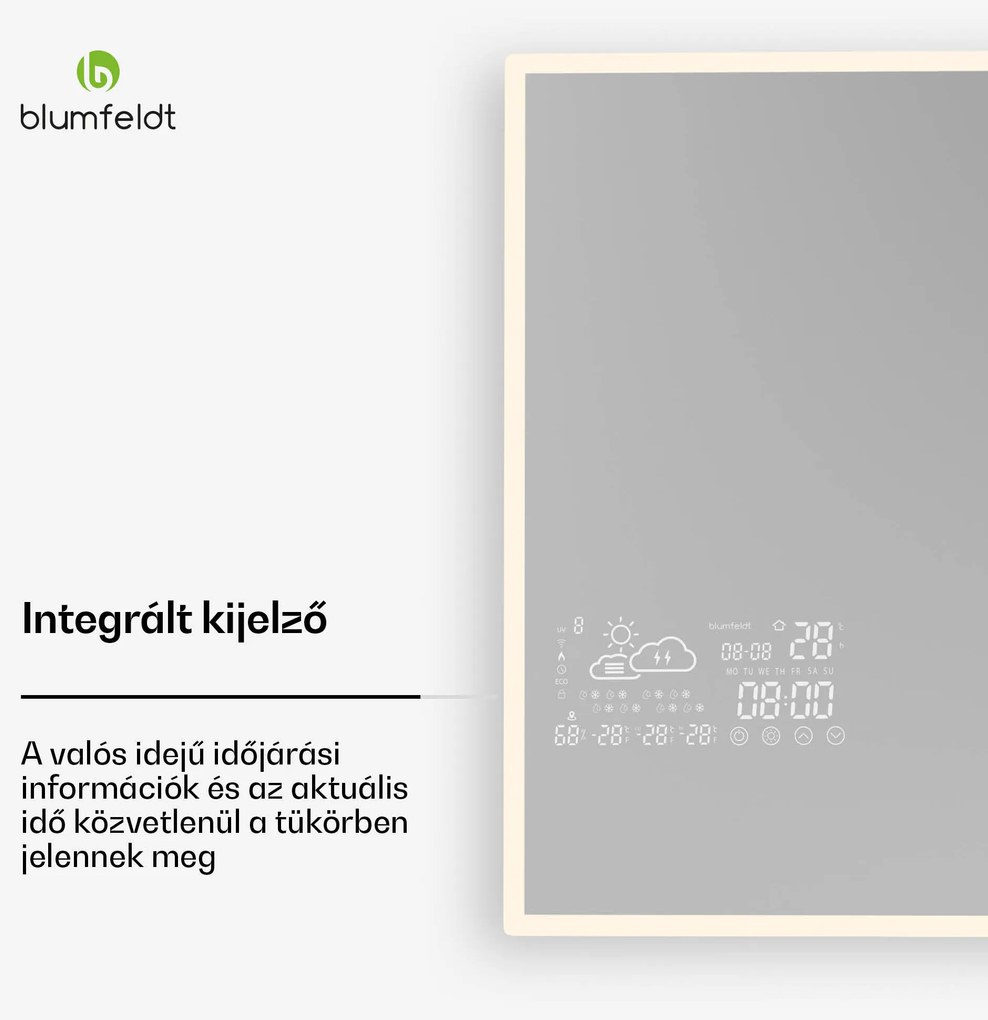 Blumfeldt Infravörös fűtőtest, Smart Mirror, Infravörös sugárzás, 600 W, IP44