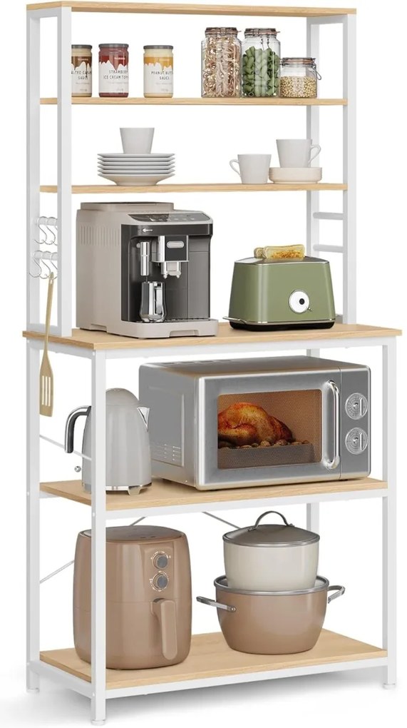 Konyhai polc LORANO 167x80 cm, fehér / tölgy dekoráció