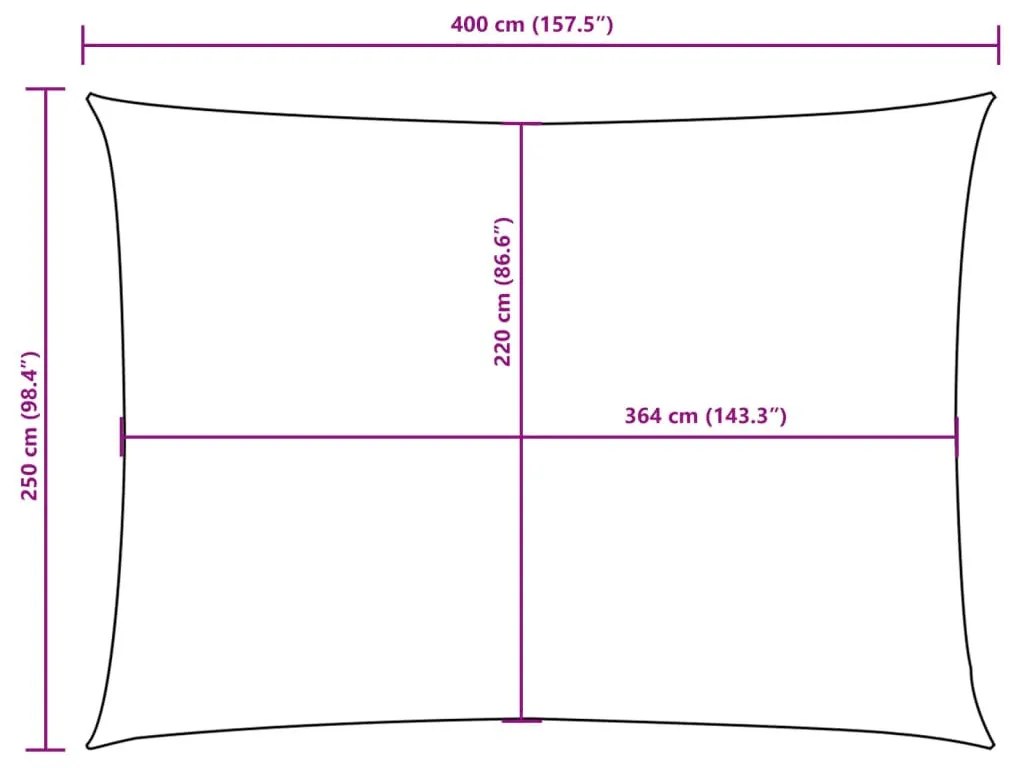 barna téglalap alakú oxford-szövet napvitorla 2,5 x 4 m