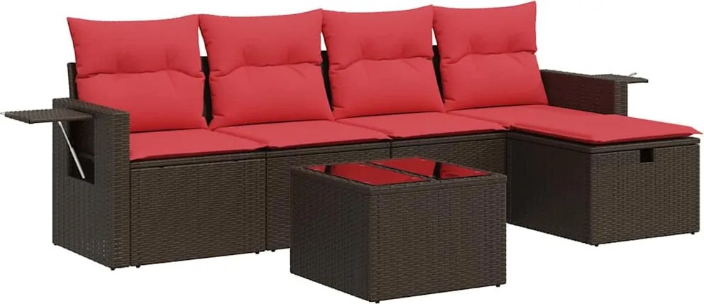 vidaXL 6 részes barna polyrattan kerti ülőgarnitúra párnával