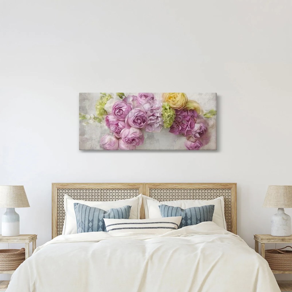 Kép - Virágok a falon pasztell színekben (120x50 cm)