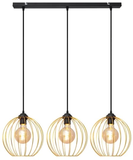 Csillár zsinóron MERCURE 3xE27/15W/230V arany/fekete