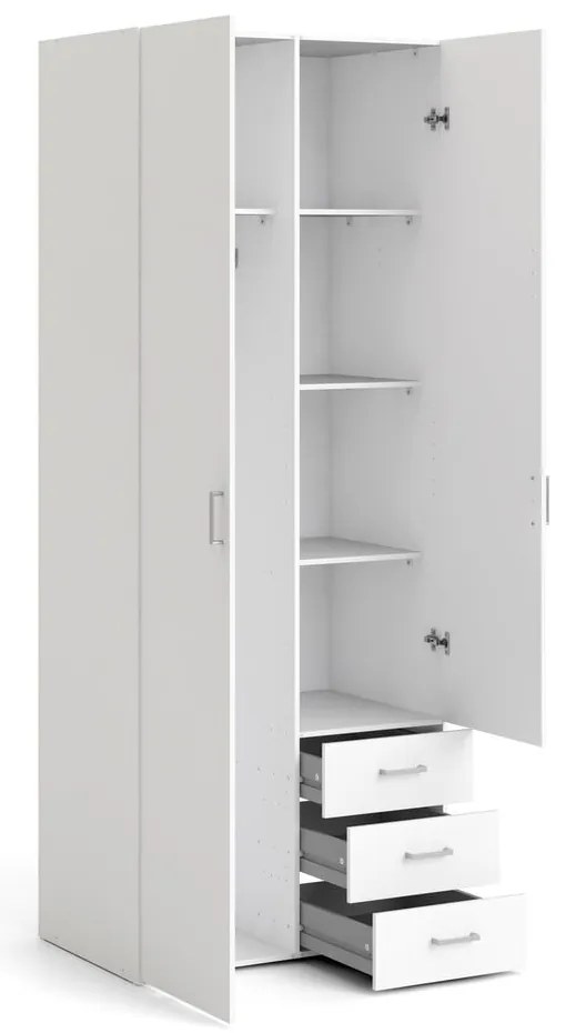 Fehér ruhásszekrény 78x200 cm Space – Tvilum