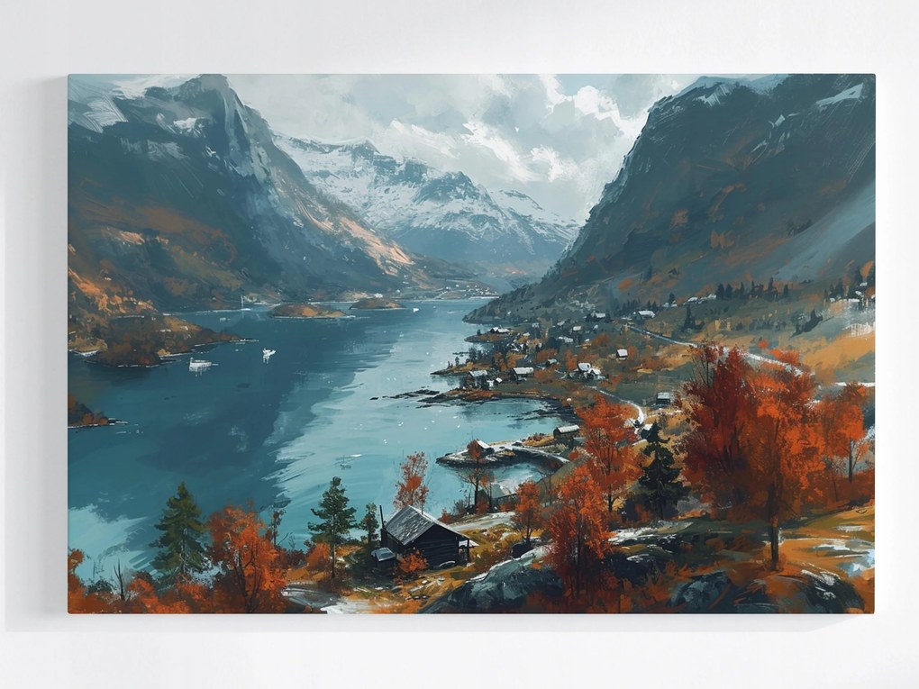 Poszter Tájkép Skandinávia Norvégia Fjord Hegyek Kilátás 60x40