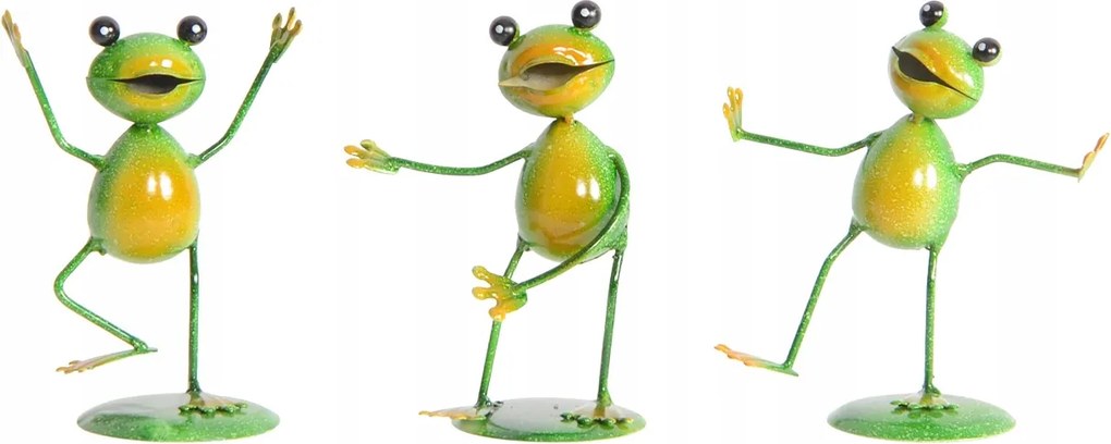 Vicces fém békák 15 cm 3 db-os szett kerti dekoráció