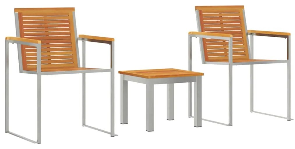 vidaXL Napozó 3 pcs Barna Tömör Akácfa