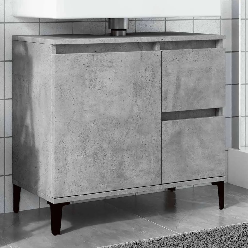 betonszürke szerelt fa mosdószekrény 65 x 33 x 60 cm