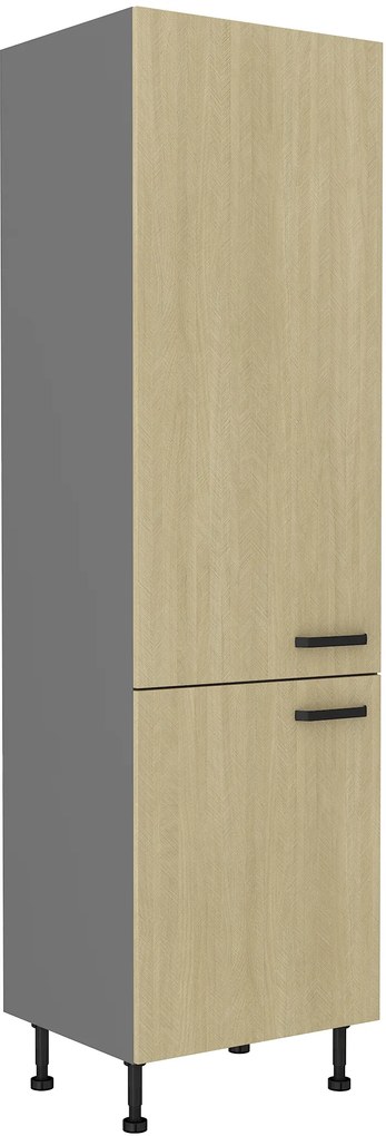 Konyhai élelmiszeres szekrény  a hűtőhöz  Scarmi 60 LO-215 2F (Antracit + Herringbone scandi). 1049771