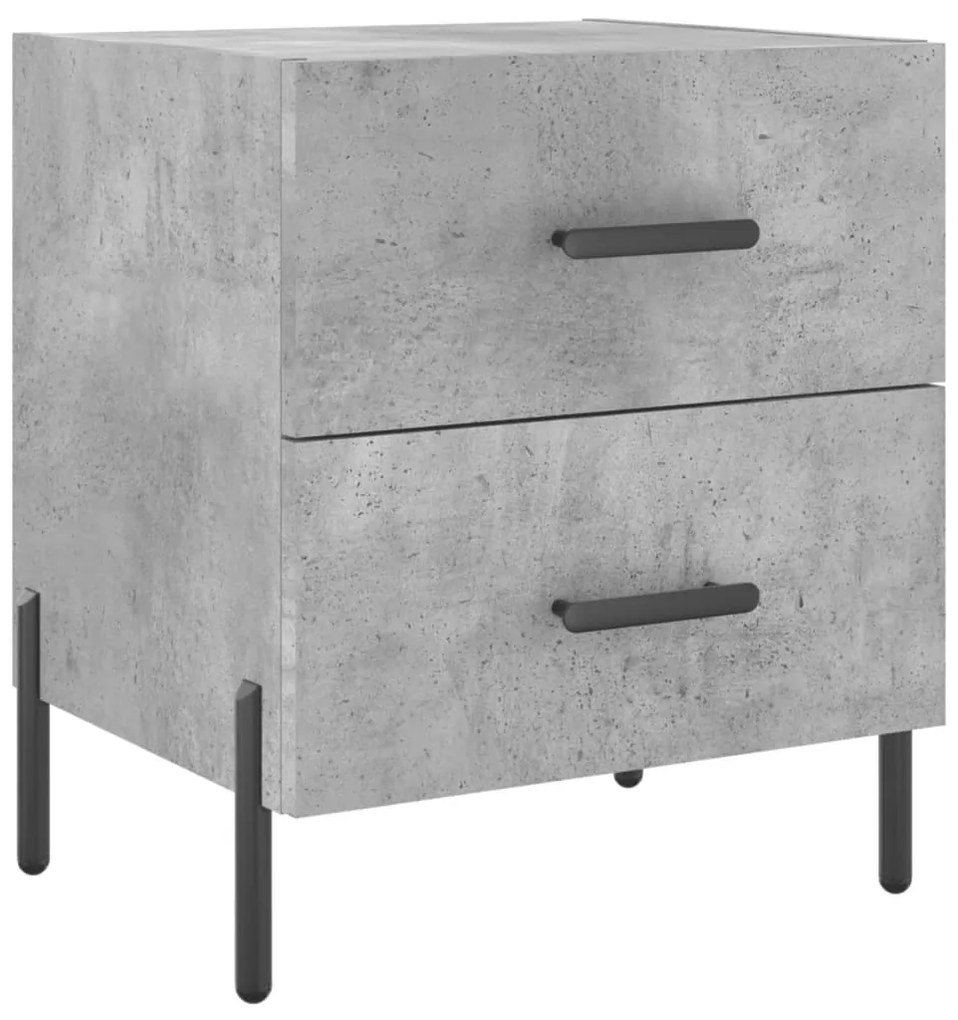 2 db betonszürke szerelt fa éjjeliszekrény 40 x 35 x 47,5 cm