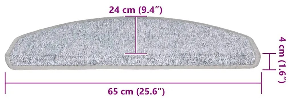 20 db világosszürke, félkör alakú, nagy lépcsőszőnyeg 65 x 24 x 4 cm
