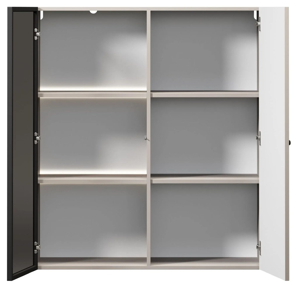 Lorini fali vitrin 100 cm - kasmír / fekete fogantyú