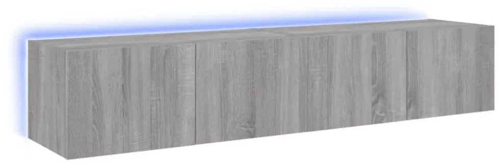 2 db szürke sonoma fali TV-szekrény LED-ekkel 80x35x31 cm