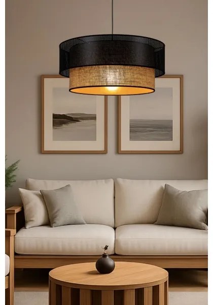 BORHO kábeles függeszték 1xE27/60W/230V átm. 50 cm fekete/juta