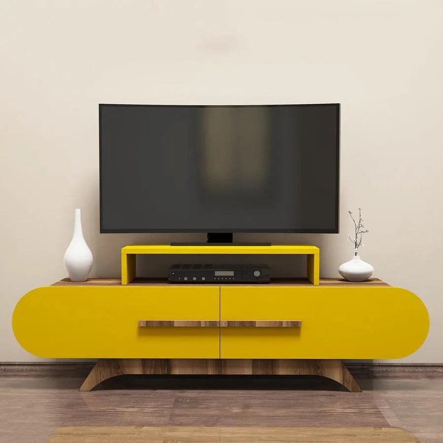 TV szekrény Rose - Walnut, Yellow