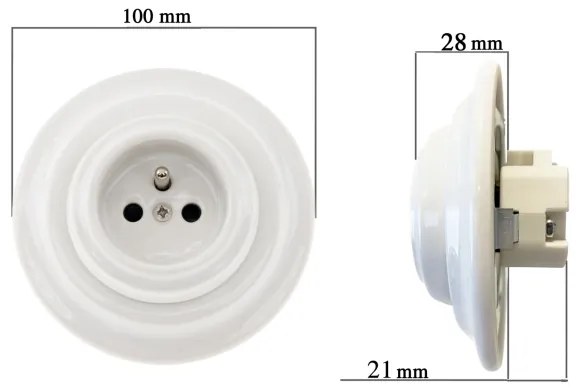 Bohemia-Design - Porcelán retro háztartási fali dugalj kerettel 250V/16A fehér