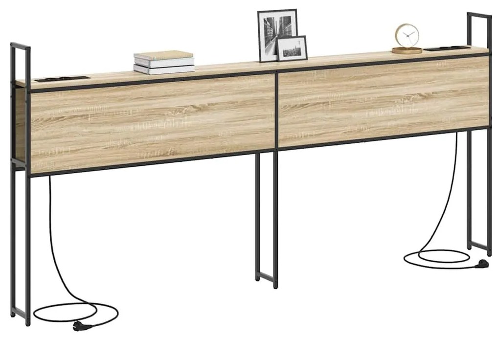 Tárolós Fejtámla Töltő Állomással sonoma tölgy 200 cm Faanyag