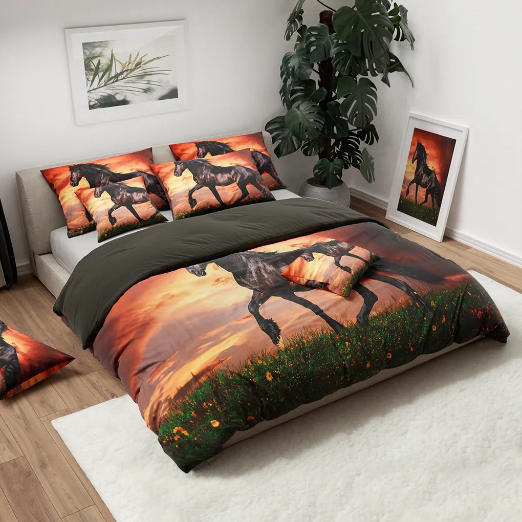 3D mikroszálas ágyneműhuzat LÓ barna Ágyneműhuzat mérete: 70 x 90 cm | 140 x 200 cm