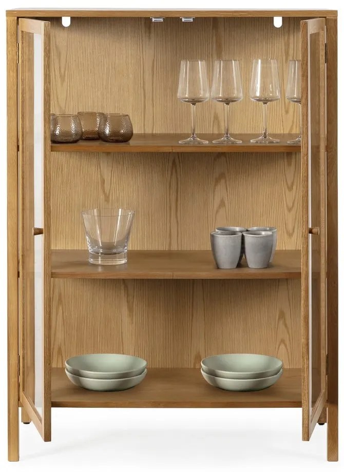 Natúr színű tálalószekrény tölgyfa dekorral 90x126x40 cm Ceci – MOME