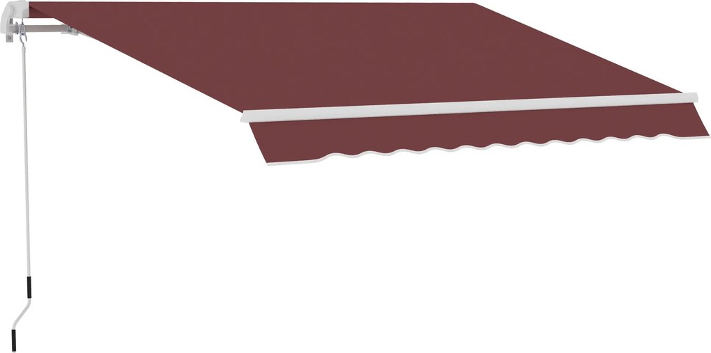 Outsunny Kihúzható Manuális Napernyő Állítható Dőlésszöggel Alumínium Vízálló Poliészter 3,5 x 2,5 m Piros | Aosom