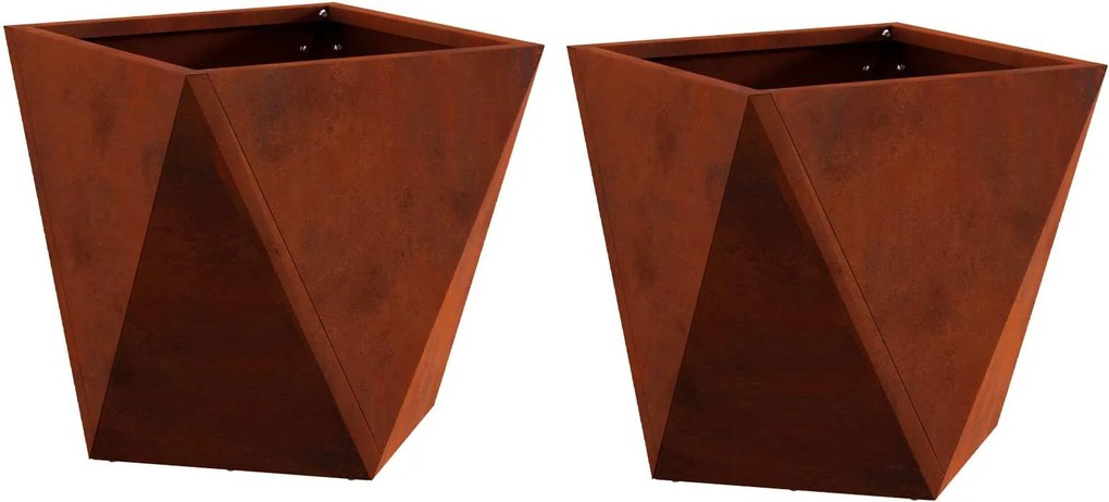 vidaXL Növénytartó 2 pcs Rozsdás 30 x 30 x 30 cm Időjárásálló acél