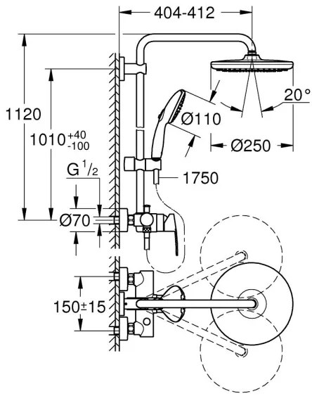 GROHE 26679001 - VITALIO START 250 zuhanyrendszer, 390 mm, fényes króm