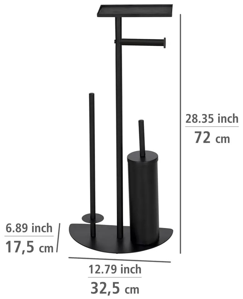 Fekete acél WC-papír tartó állvány kefével Cosenza – Wenko