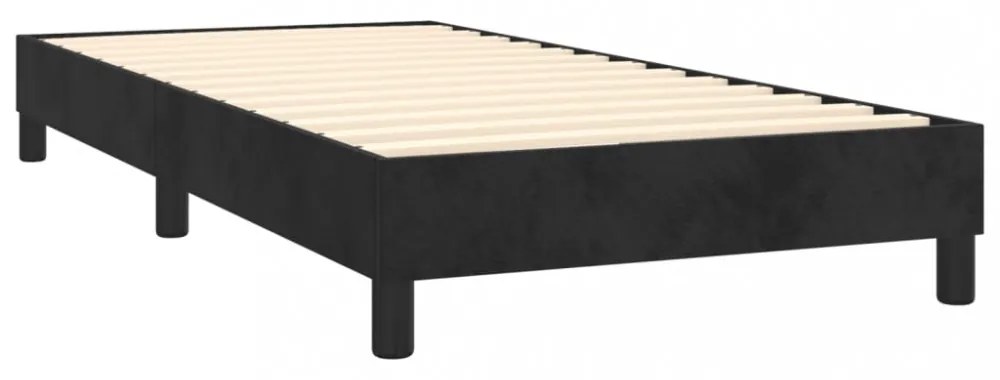 fekete bársony rugós és LED-es ágy matraccal 80 x 200 cm