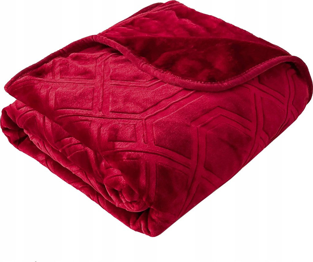 Dombornyomott akril takaró Vito 200x220 geometrikus bordó minta