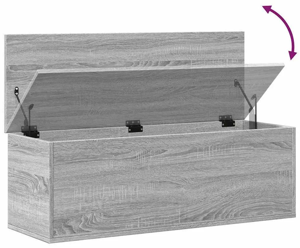 szürke sonoma színű szerelt fa tárolóláda 102 x 35 x 35 cm