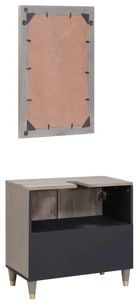 Fürdőszoba bútor szett tárolóval 2 pcs Szürke 62 x 33 x 58 cm