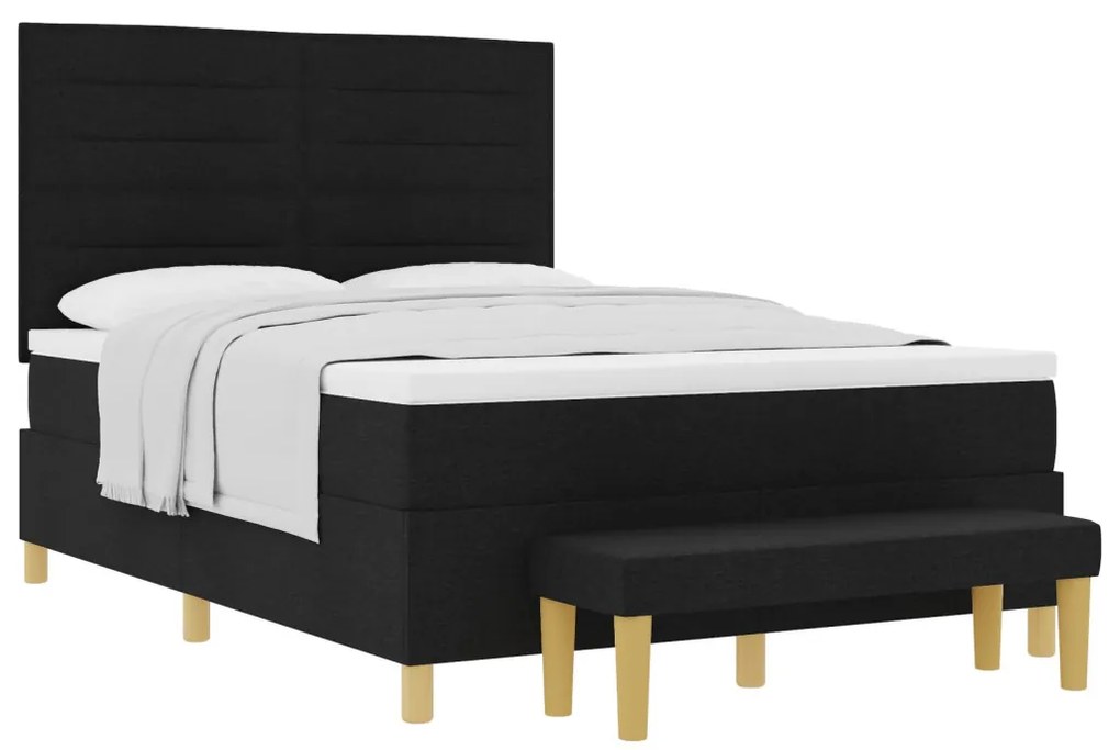 Box Spring Ágy Matraccal &amp; Pad Fekete 140x200 cm Szövet