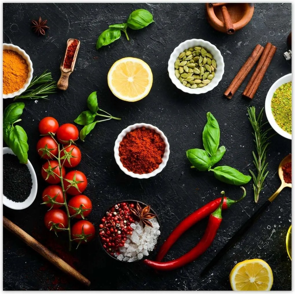 Poszterek 100x100 Különböző fűszerek készlet