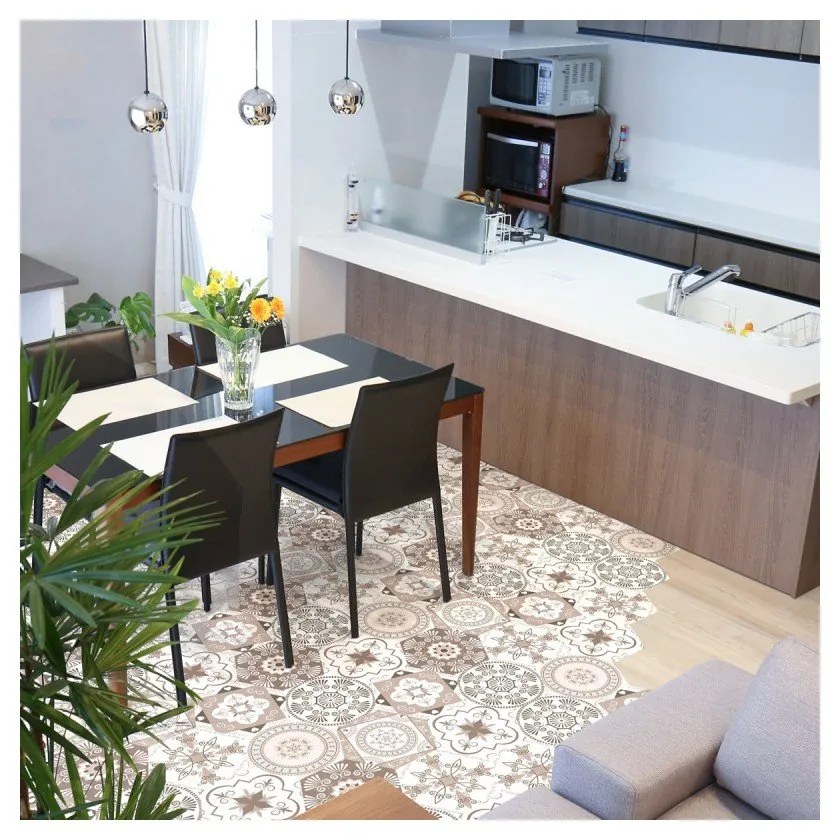 Floor Stickers Hexagons Cornalina 10 db-os padlómatrica szett, 40 x 90 cm - Ambiance