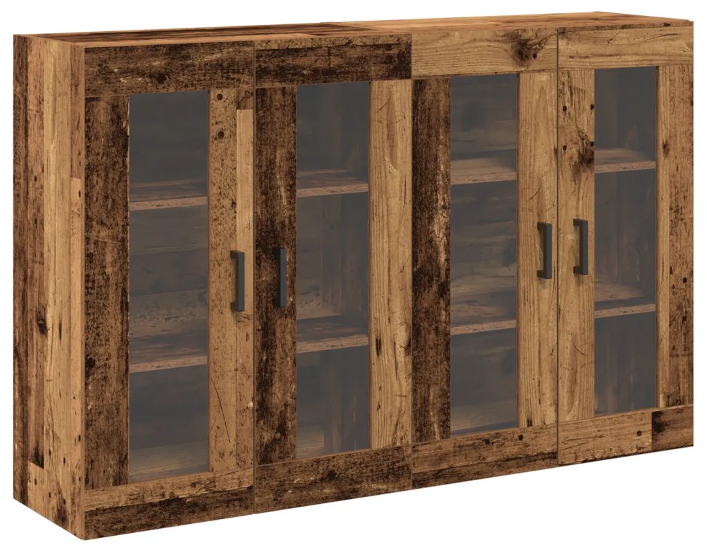 Fali Szekrények 2 db Régi Fa 69,5x34x90 cm Készített Fa