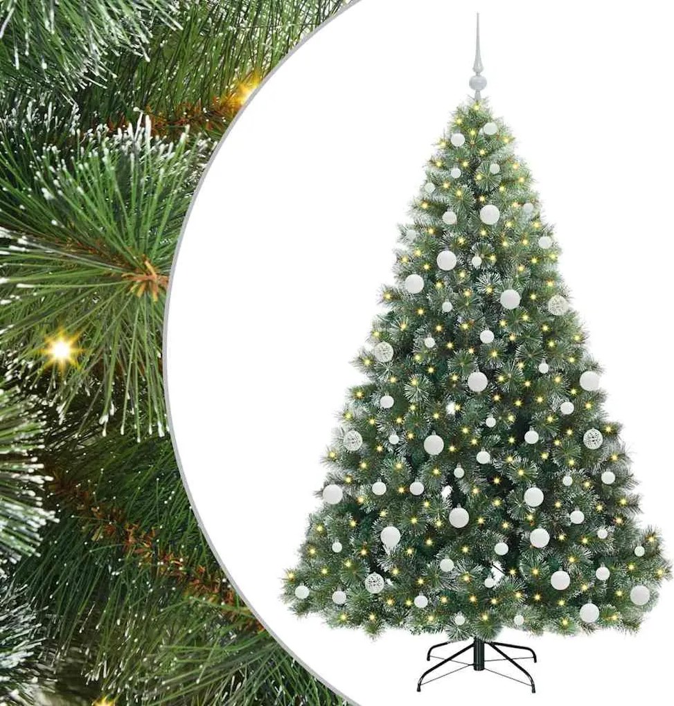 vidaXL Mű karácsonyfa 300 LED-del állvánnyal Zöld 180 cm PE és PVC